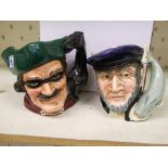 Royal Doulton large character jugs Dick Turpin: D6528 together with Captain Ahab D6500 (2)