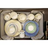 Wedgwood sarah's Garden tea and dinner ware: to include dinner plates, bowls, cups ( 1tray)