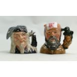 Royal Doulton small character jugs: The Wizard D6909 and George Tinworth D7000. (2)