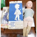 A collection of Dolls to include: Ruberoid type large item, Boxed Rosebud Babies First Step Doll &