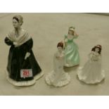 A collection of lady Coalport figures: one large and three small figures (4)