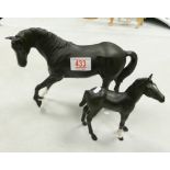 Beswick Black Beauty and foal: 2466 and 2536 (2).