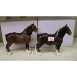 Two Beswick 818 Shire Horse's(2):
