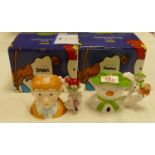 Coalport snow man character jugs: soft landing and James hold on tight . Boxed with certificate