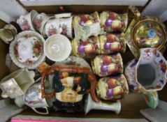 A mixed collection of items to include: floral tea ware, 19th Century jug, teapot, Royal Doulton