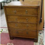 Oak chest of four drawers: Height 93cm x width 75cm x depth 46cm