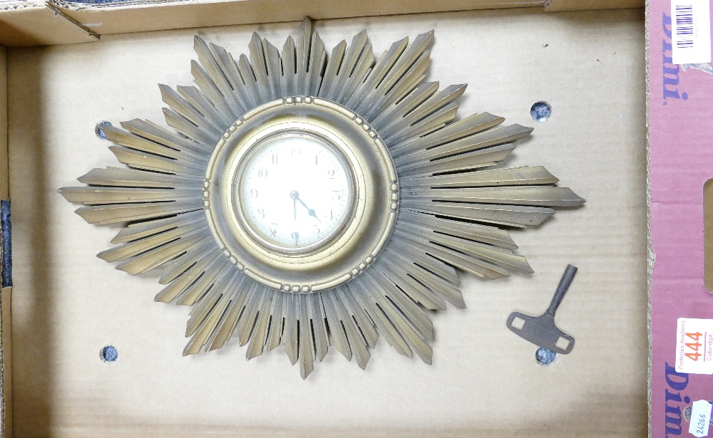 Continental Early 20th Century Starburst 8 Day Wall Clock: diameter at largest 46cm