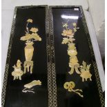 A pair of Chinese decorated wall panels: 91cm x 30cm