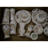 A collection of Aynsley Cottage Garden items to include: vases, bowl, lidded pot, dish etc (1 tray)