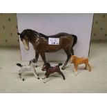 Beswick Mare 976: together with similar palomino foal, matt stretched foal & un branded item(4)