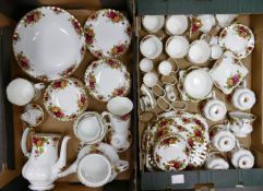 A large Collection of Royal Albert Old Country Rose items to include: Tea set, coffee set, egg cups,