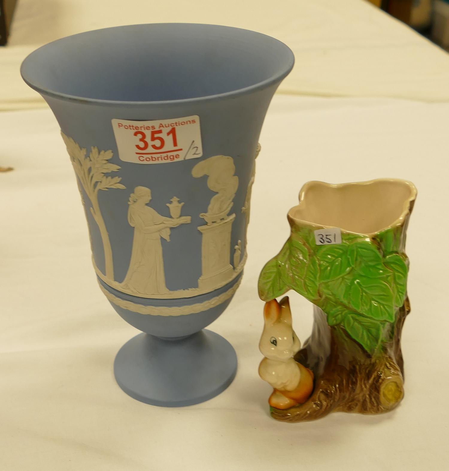 Wedgwood jasper ware vase: together with Esat fauna vase