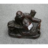 Chinese Carved Wood Figure of Reclining Buddha: height 19cm