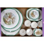 Spode Hunting theme items : to include plates, platters, cups & saucers etc ( 1 tray)
