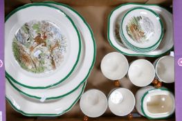 Spode Hunting theme items : to include plates, platters, cups & saucers etc ( 1 tray)
