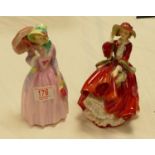Royal Doulton figures to include top O the Hill: together with Miss Demure HN1482 (2)