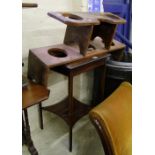 Early 20th Century inlaid mahogany side table: together with a rustic plant pot holder (2)