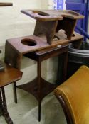 Early 20th Century inlaid mahogany side table: together with a rustic plant pot holder (2)