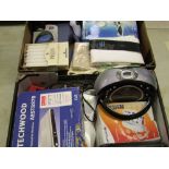 A mixed collection of electrical items: to include radio, freeview receiver etc (2 trays).