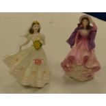 Coalport Lady Figures: The Romantic Bride & Colleen(2)