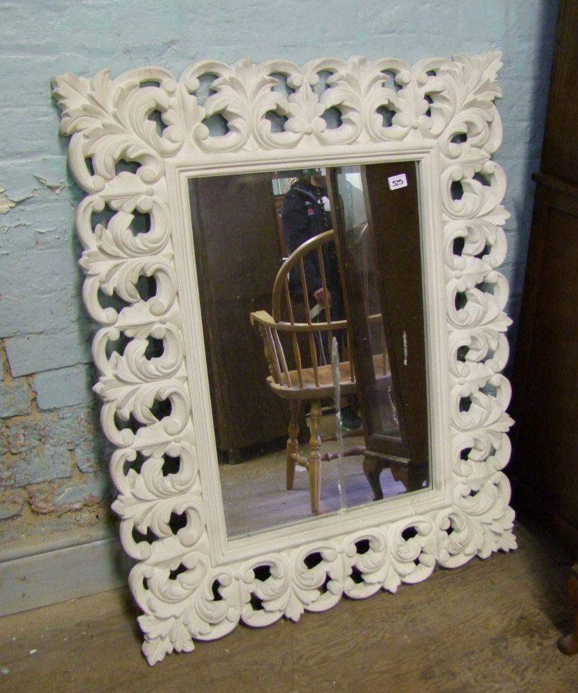 Modern white framed hall mirror: