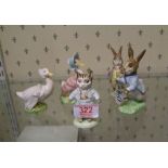 Royal Albert Beatrix potter figures: Tom Kitten, Peter Rabbit, Jemima Puddleduck, Rebeccah Puddle-