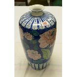 A large chinese vase: with pink flowers. Height 43cm