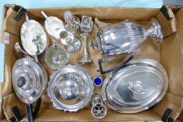 A good collection of silver plated items to include: tea sets, walker & hall large coffee pot,