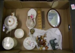 A mixed collection of items to include: Wade Whimsies, Crown Devon floral tea ware, Weatherbey