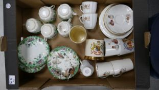 A mixed collection of items to include: Royal Doulton & similar commemorative cups, savers ,