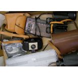 A mixed collection of items to include: Berina & Viper Binoculars, Kodak Camera, vintage radio etc