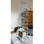 Glass free standing display rack: together with a circular mirror (2)