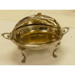 A silver plated revolving tureen on stand: length 43cm