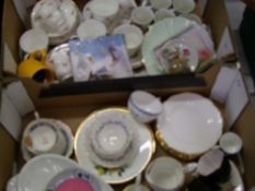 A mixed collection of ceramics: including Royal Albert side plates, Paragon milk jug etc (2 trays).