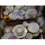 A mixed collection of ceramics: including Royal Albert side plates, Paragon milk jug etc (2 trays).