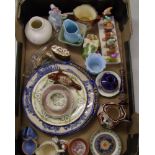 A mixed collection of items to include: Poole pottery vase, Royal Doulton figure Wendy, small