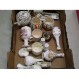 A mixed collection of items: including Aynsley vases, teapot, Sadler pot etc (1 tray).