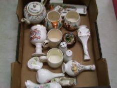 A mixed collection of items: including Aynsley vases, teapot, Sadler pot etc (1 tray).