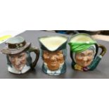 Royal Doulton Large Character Jugs: Sairey Gamp, Parson Brown & Izaak Walton(3)