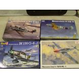 A Hornby fighter plane model kit: together with two Trumpeter model kits and a Revell kit, all 1/