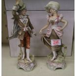 1930's Royal Dux Figures of Dancers: damage noted to male figure, height 28cm(2)