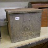 Art Nouveau metal coal box: with original lining