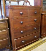 Mahogany two drawer over three drawer chest of drawers: 110cm high x 99cm wide x 47cm deep