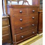 Mahogany two drawer over three drawer chest of drawers: 110cm high x 99cm wide x 47cm deep