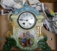 Large Early 20th Century English Made Pottery Mantle Clock: height 37cm
