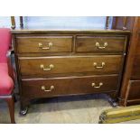 Victorian Yew two over two chest of drawers: 86cm high x 107cm wide x 51cm depth