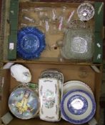 A mixed collection of items to include: Religious Wall Plates, Old Willow Blue & White Bowl,