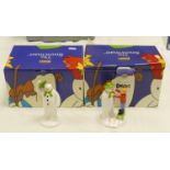 Coalport character snowman figures: Adding a smile and The greetings. Boxed with certificate