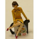 Kevin Francis Artist proof figure of a clarice cliff seated on teapot: signed by Victoria Bourne.