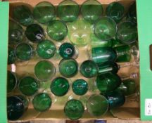 A collection of Edwardian Green Glass: